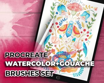 Procreate Watercolor brushes | Blender brushes for procreate | Procreate gouache brushes | brushes procreate set