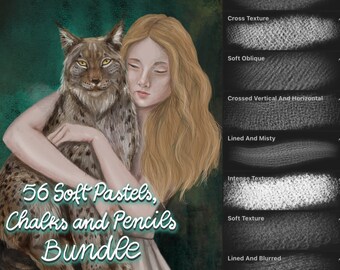 Procreate Soft Pastels, Chalks and Pencils Bundle | 56 Sketching, Shading, Hatching and Drawing Brushes for Procreate | Quality Handdrawn