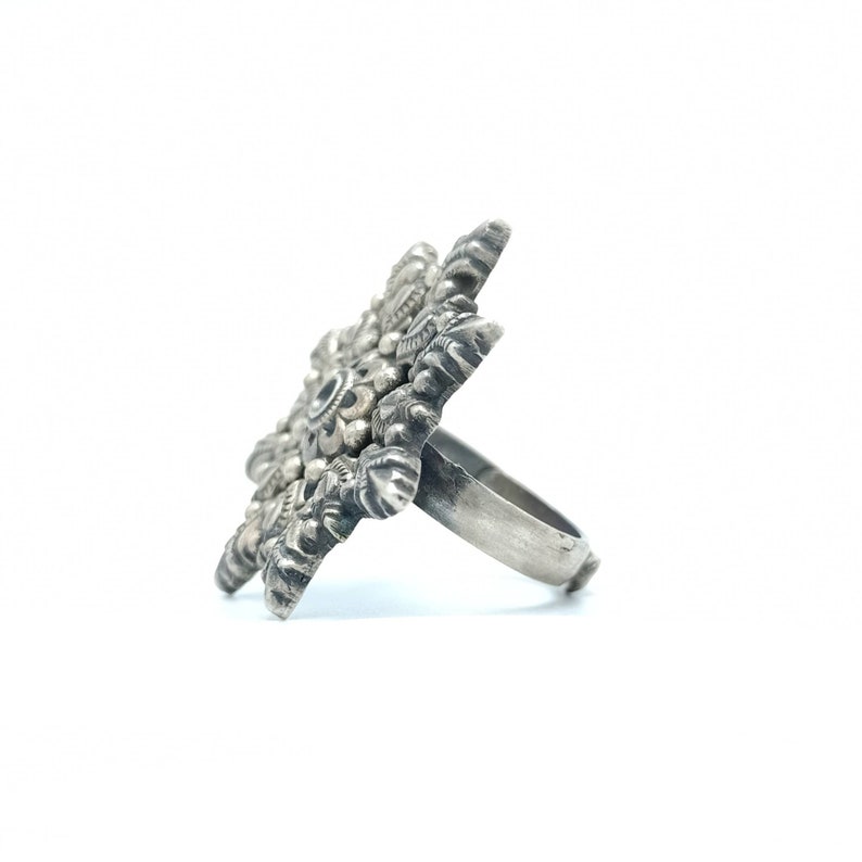 Floral Ring in sterling silver Statement peice Gift for her Party wear Antique jewellery