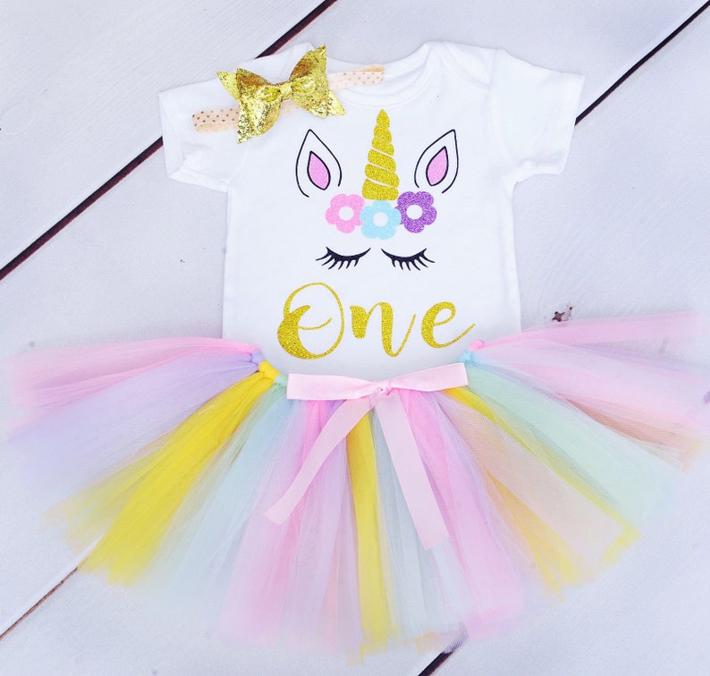 Baby girls rainbow 1st 2nd or 3rd birthday unicorn outfit tutu dress glitter rainbow unicorn cake smash