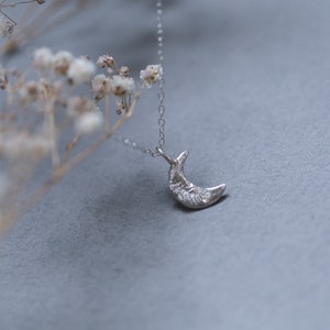 SICKLE MOON PENDANT // Dainty Silver Moon Necklace for mum, Crescent Moon necklace, recycled sterling silver pendant, Fine Silver jewellery image 9