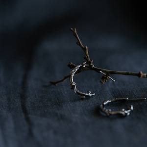 BLACKTHORN TWIG HOOPS // Twig hoop earrings in recycled sterling silver, Organic tree branch earrings, Witchy statement hoops