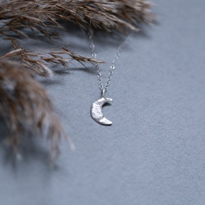 SICKLE MOON PENDANT // Dainty Silver Moon Necklace for mum, Crescent Moon necklace, recycled sterling silver pendant, Fine Silver jewellery image 6