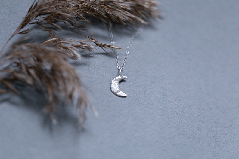 SICKLE MOON PENDANT // Dainty Silver Moon Necklace for mum, Crescent Moon necklace, recycled sterling silver pendant, Fine Silver jewellery image 6