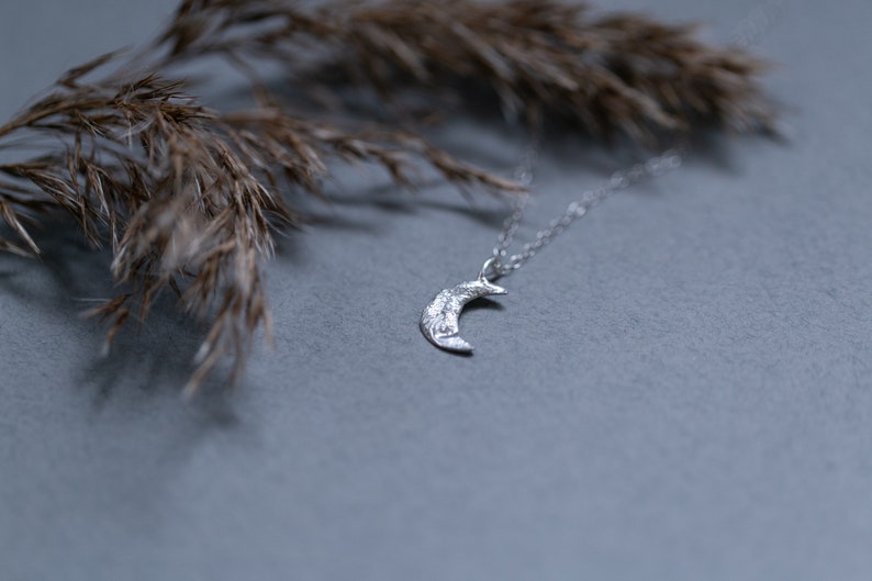 SICKLE MOON PENDANT // Dainty Silver Moon Necklace for mum, Crescent Moon necklace, recycled sterling silver pendant, Fine Silver jewellery image 4