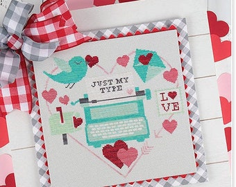 Patrón de punto de cruz PDF descargable Just My Type de It's Sew Emma #ISE-437
