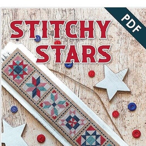 Stitchy Stars Downloadable PDF Cross Stitch Pattern by Lori Holt of Bee in my Bonnet with It's Sew Emma