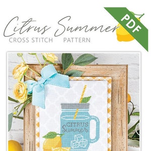Citrus Summer Downloadable PDF Cross Stitch Pattern by It&#39;s Sew Emma