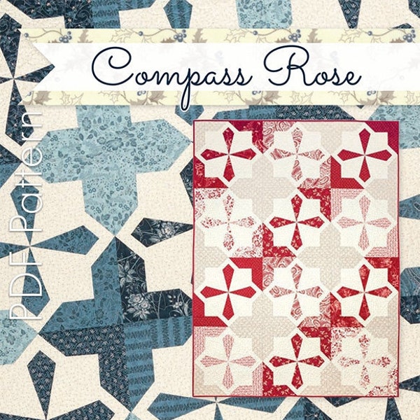 Compass Rose Downloadable PDF Quilt Pattern by It's Sew Emma