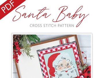Patrón de punto de cruz PDF descargable de Santa Baby por It's Sew Emma