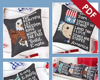 Patriótico TypeFACE Patrón de punto de cruz PDF descargable por It's Sew Emma