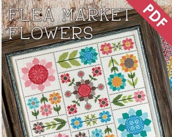 Flea Market Flowers Downloadable PDF Cross Stitch Pattern by Lori Holt of Bee in my Bonnet with It's Sew Emma