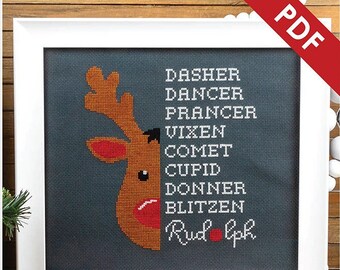 Patrón de punto de cruz PDF descargable TypeFACE Rudolph de It's Sew Emma