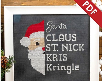 Patrón de punto de cruz PDF descargable de Papá Noel TypeFACE de It's Sew Emma