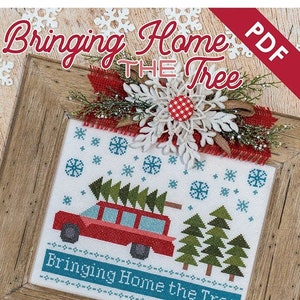 Bringing Home the Tree Downloadable PDF Cross Stitch Pattern by Lori Holt of Bee in my Bonnet with It&#39;s Sew Emma