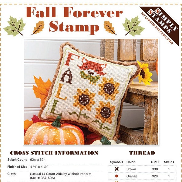 Fall Forever Simply Stamps Downloadable PDF Cross Stitch Pattern by Fat Quarter Shop