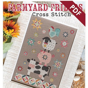 Farmyard Friends Herunterladbares PDF-Kreuzstichmuster von Lori Holt von Bee in my Bonnet mit It's Sew Emma