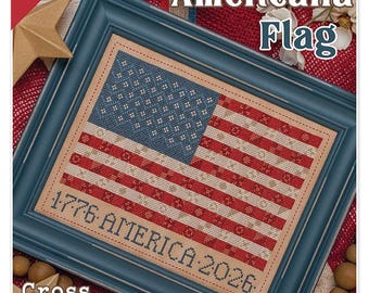 Scrappy Americana Flag Downloadable PDF Cross Stitch Pattern by Lori Holt for It's Sew Emma