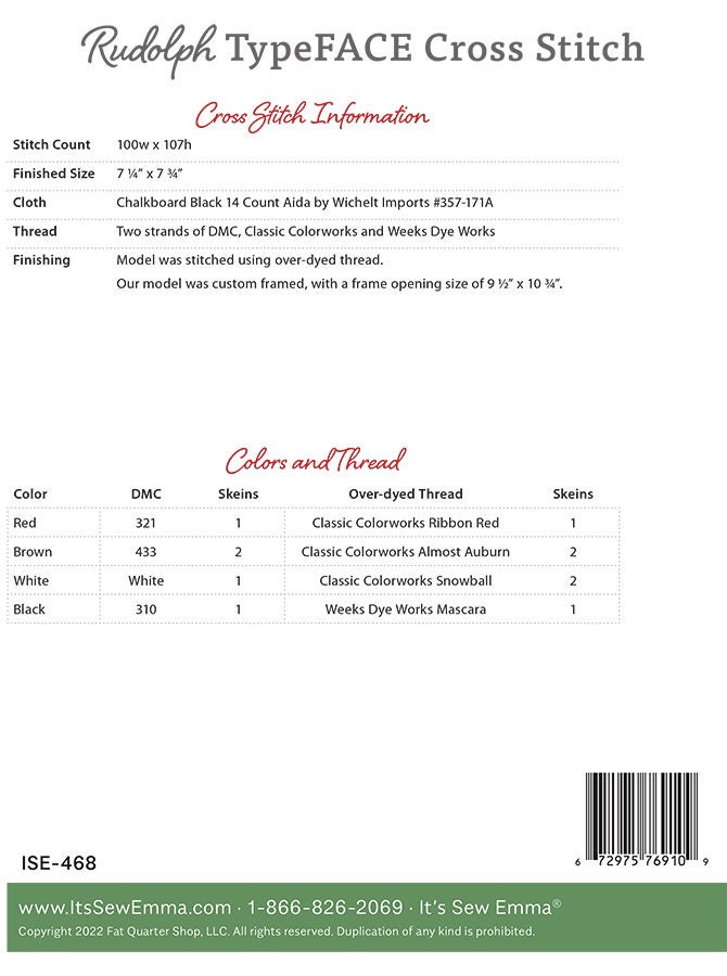 Typeface Rudolph Downloadable PDF Cross Stitch Pattern by It's Sew Emma ...