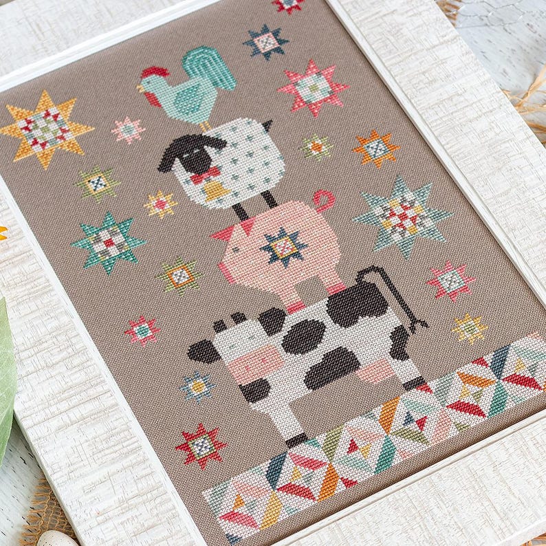Farmyard Friends Downloadable PDF Cross Stitch Pattern by Lori Holt of Bee in my Bonnet with It's Sew Emma image 3
