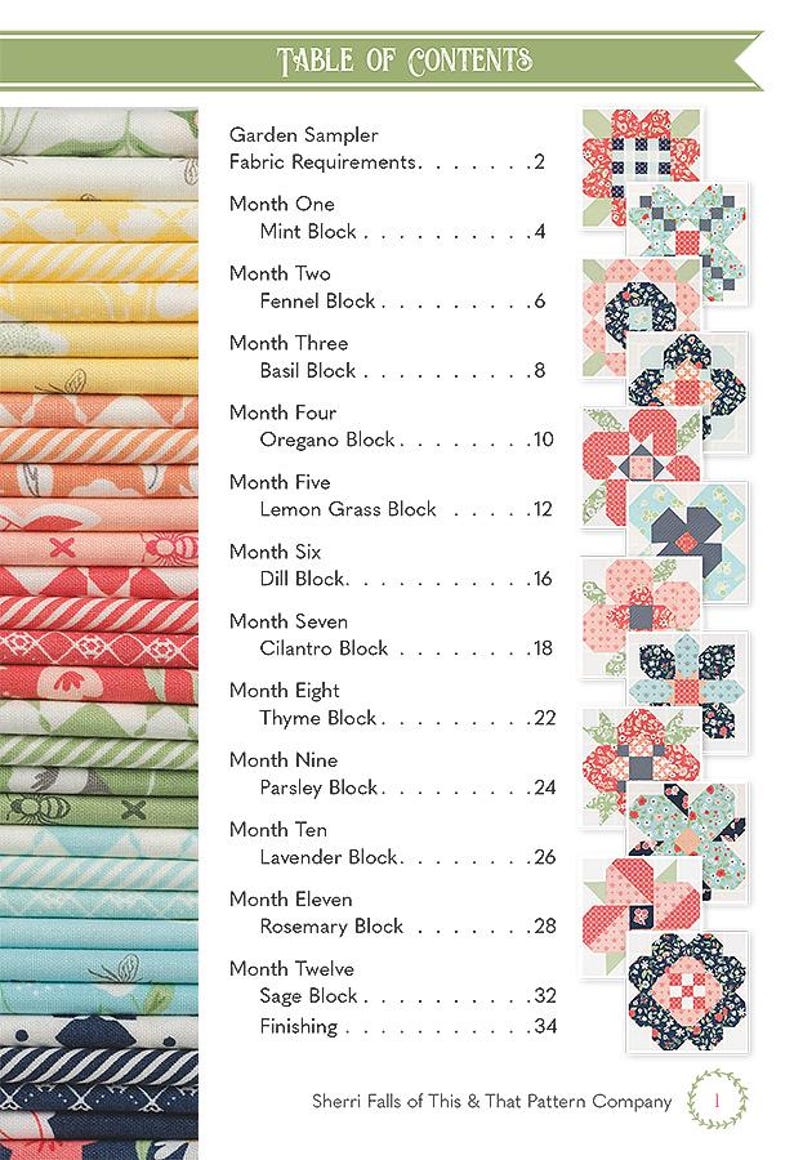 Garden Sampler Block of the Month Downloadable PDF Quilting Ebook by ...