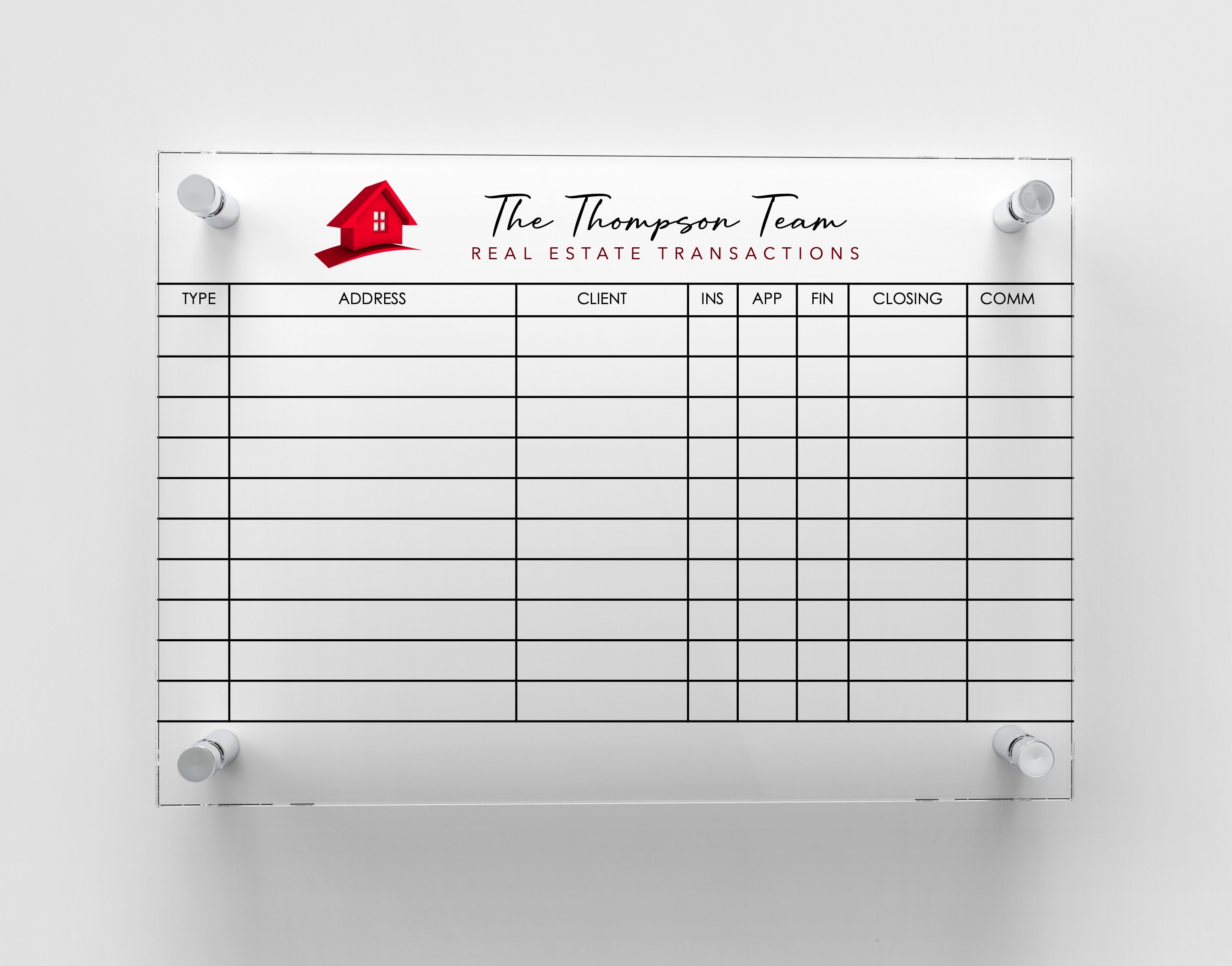 LARGE CUSTOMIZABLE Real Estate Acrylic Sales Board/realtor Dry Etsy