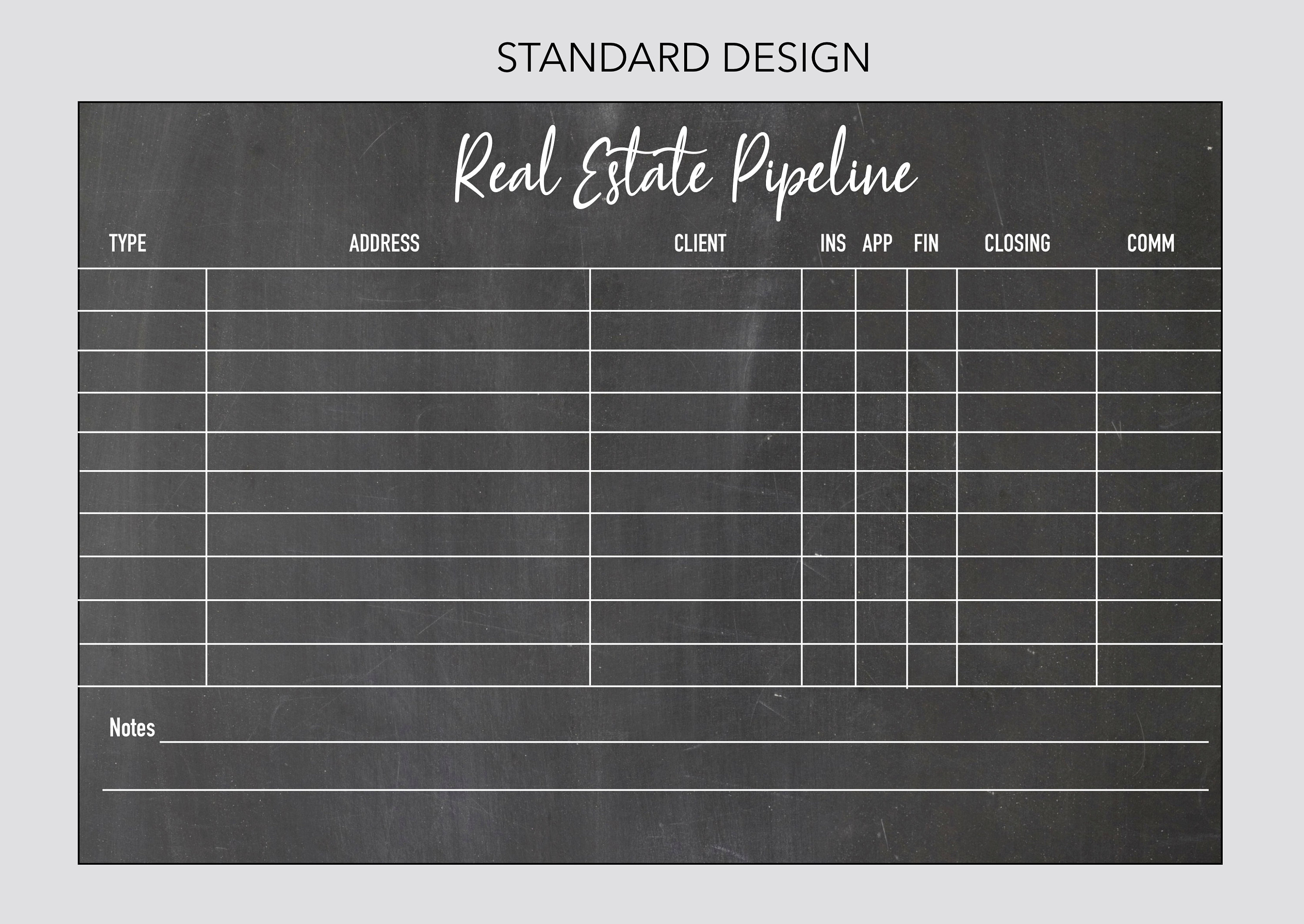 CUSTOMIZABLE Real Estate Sales Pipeline Chalkboard Print/dry Erase