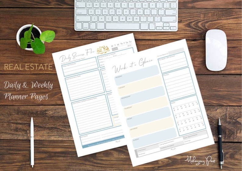 Real Estate Daily & Weekly Planner Printable With Bonus Lead Generation