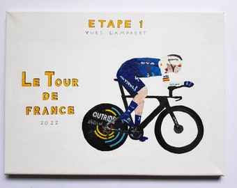 Yves Lampaert Le Tour De France Stufe 1 Sieger 16 "x 12" Wachs Gemälde