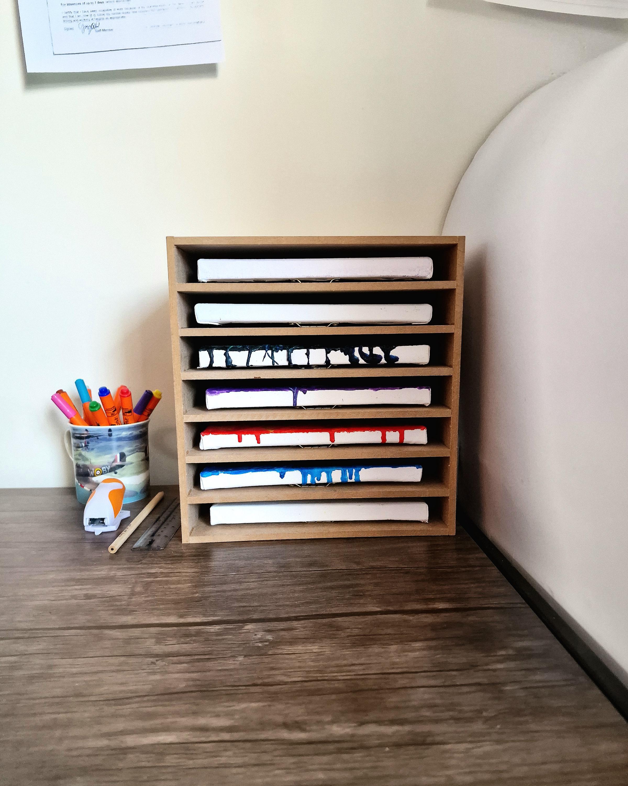 20cm X 20cm Canvas Rack Art Storage Drying Rack Compact Wooden Shelving ...