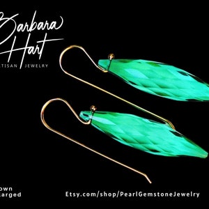 Emerald Quartz Briolette 14K GF Earrings image 1