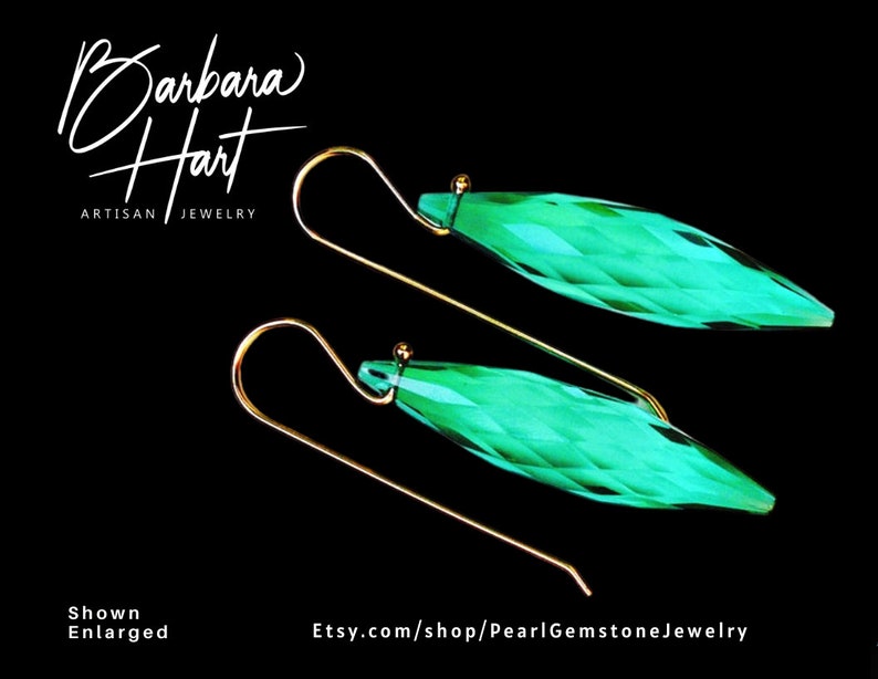 Emerald Quartz Briolette 14K GF Earrings image 1