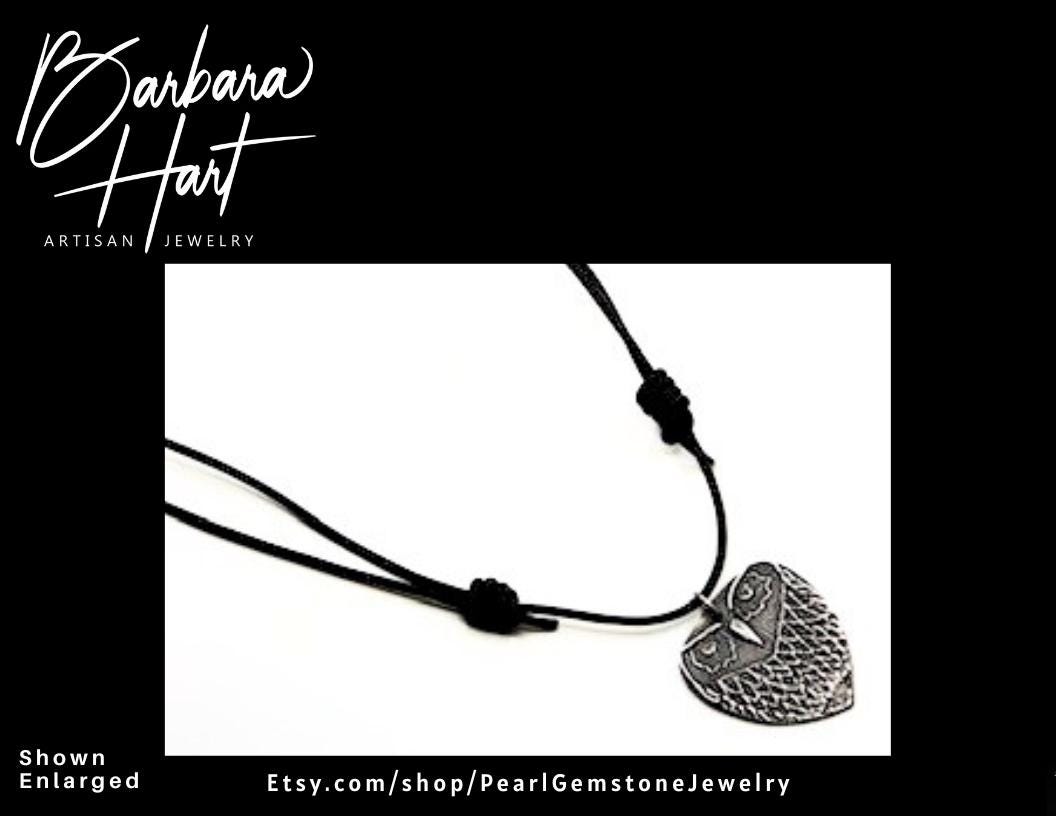 Owl Pendant Leather Choker Necklace with Adjustable Slider Knots