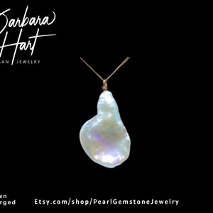 Jumbo Biwa Pearl 14K GF Pendant Necklace image 1