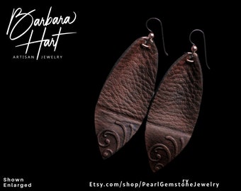 Leather Brown Earth and Niobium Earrings