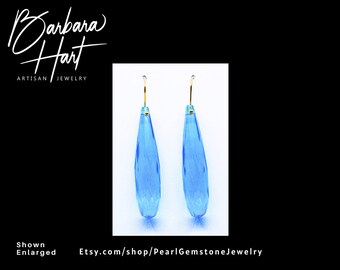 Blue Topaz Quartz Briolette 14K GF Earrings
