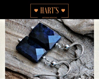Sodalite Gemstone Sterling Silver Earrings