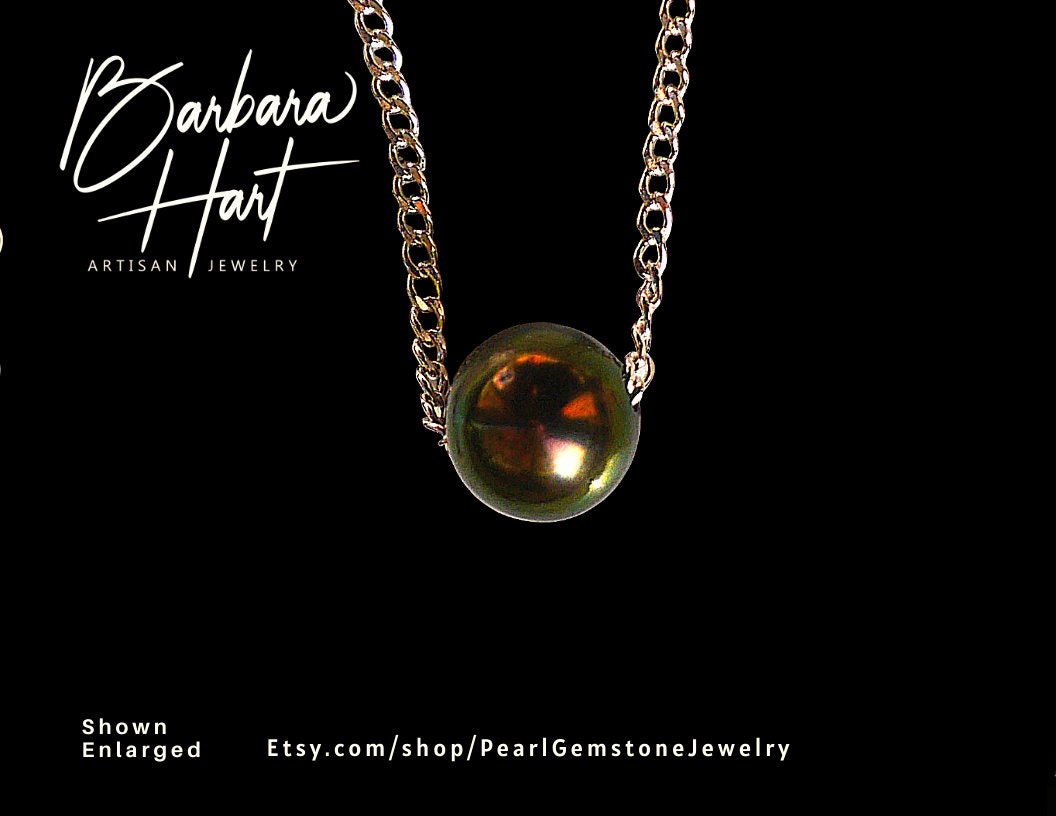 Black Pearl 14K Gold Filled Necklace Etsy