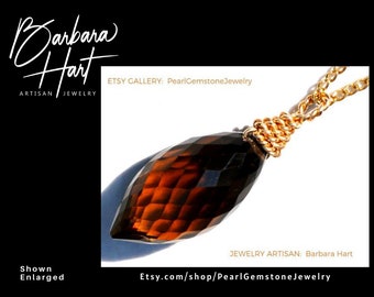 Smokey Quartz Gemstone 14K Gold Filled Pendant Necklace