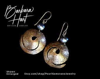 Artisan Spiral Pearl 14K Gold Filled Earrings