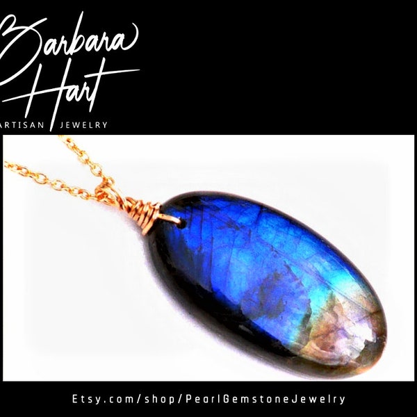 Blue Labradorite Pendant 14K GF Necklace