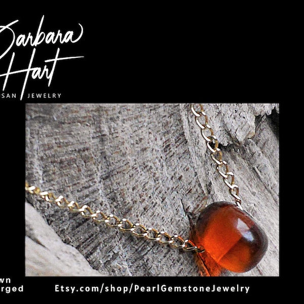 14K Gold Filled Amber Pendant Necklace