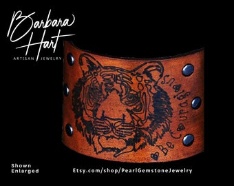 Tiger Leather Cuff Bracelet Be Courageous