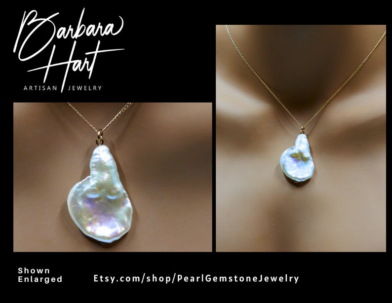 Jumbo Biwa Pearl 14K GF Pendant Necklace image 2