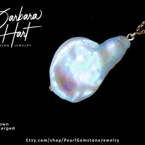 Jumbo Biwa Pearl 14K GF Pendant Necklace image 3