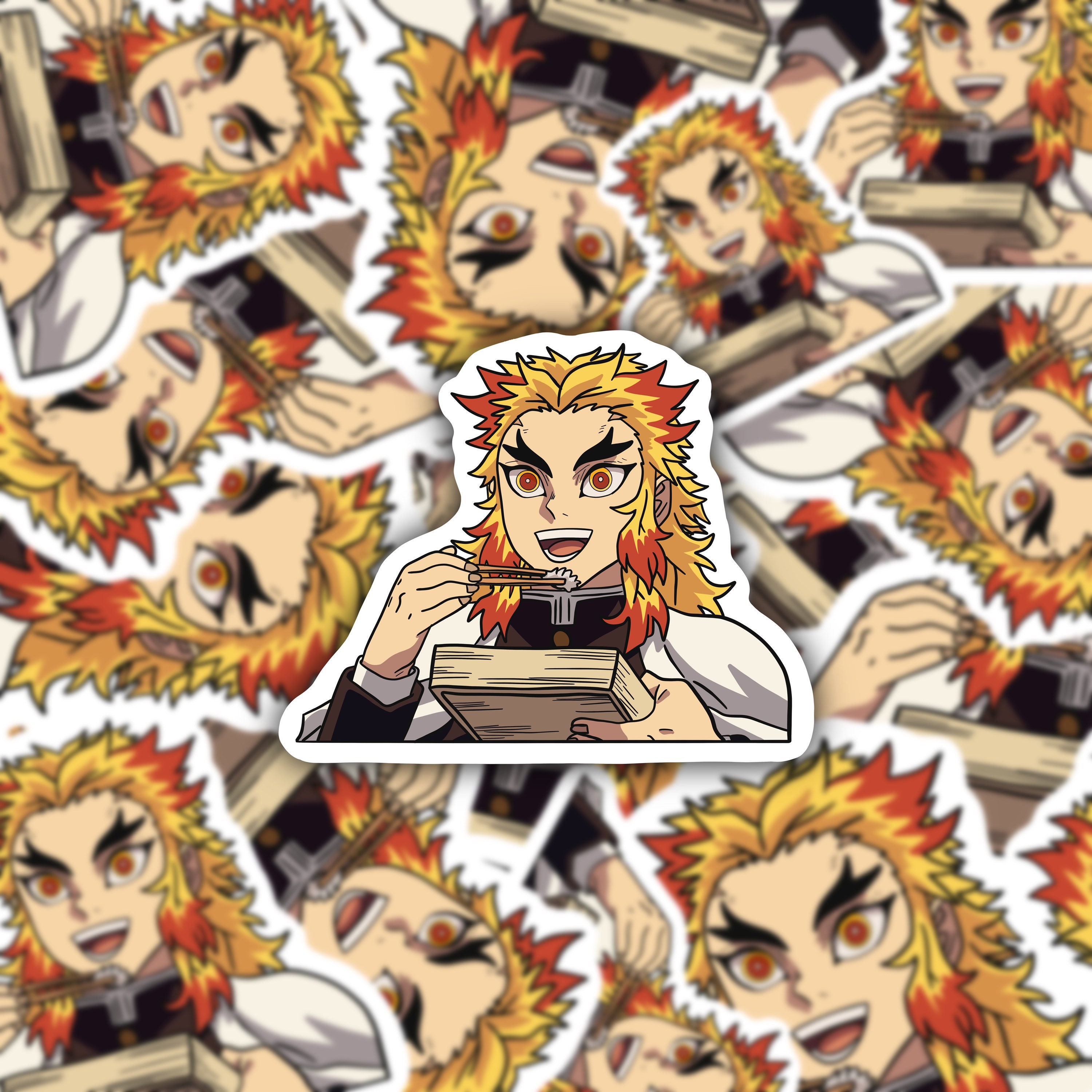 Demon Anime Fire User Eating 3v3 Vinyl Sticker