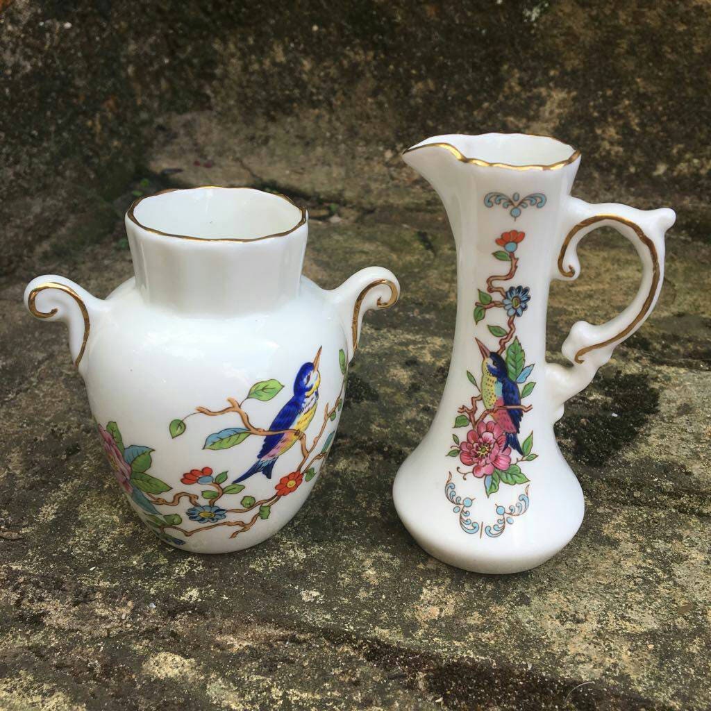 Stunning Vintage Aynsley Pembroke China Small Vases Set In