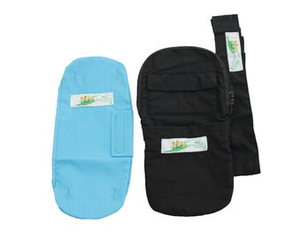 Combo - Nephrostomy Outer Bag Cover, Tube Covering Solid Black and Leg Bag Seaport Blue