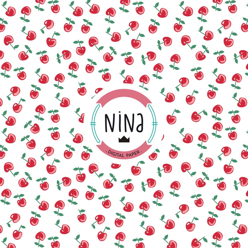 Cherry digital paper fruit wrapping paper cherry pattern Etsy