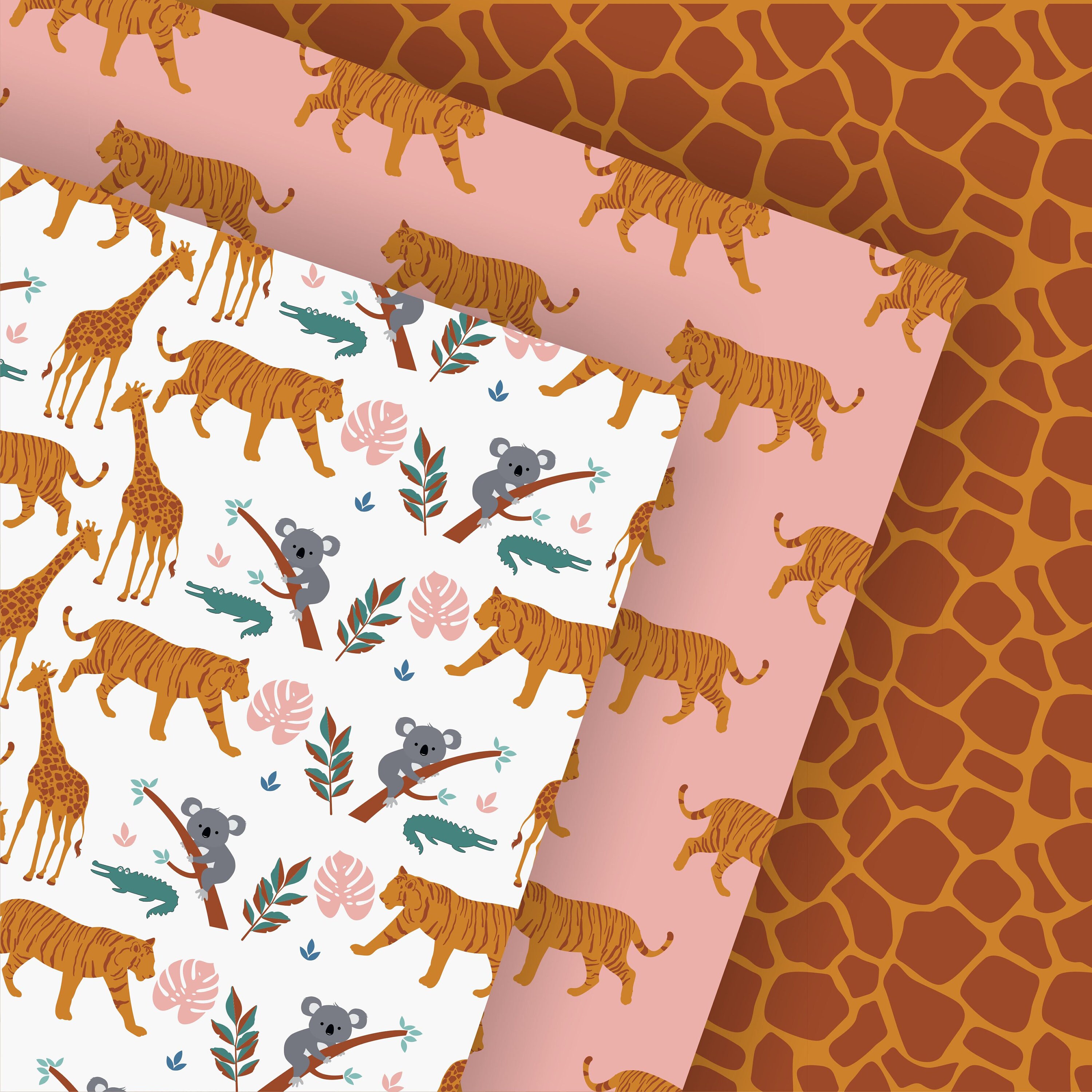 Safari Digital Paper Jungle Wrapping Paper Leopard Pattern Etsy